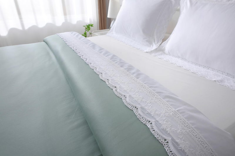 Meaning4 White Lace Pillow Shams King Size Pillowcases Cotton French Country Shabby Chic Style 2 Pieces 36"x20" - Image 5